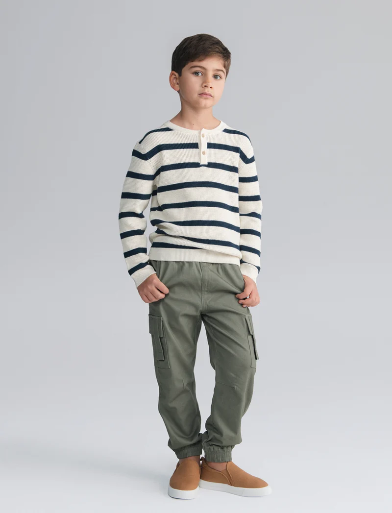 Jogger cargo in cotone con tasconi - Verde salvia