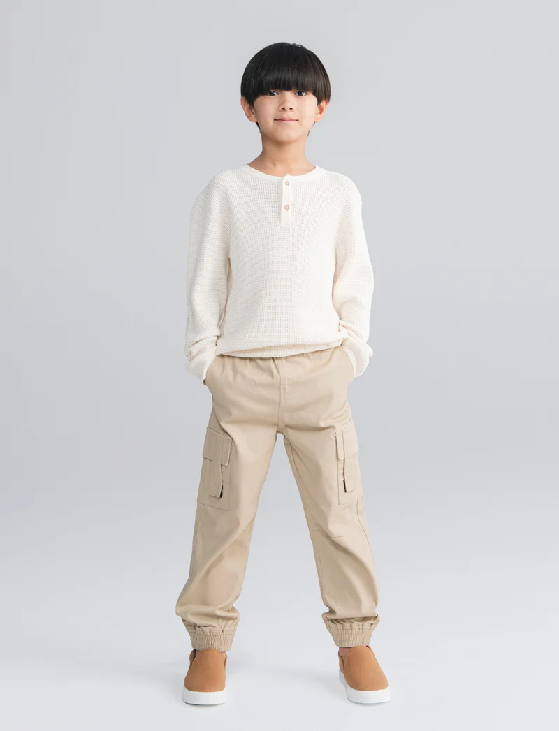 Jogger cargo in cotone con tasconi - Beige