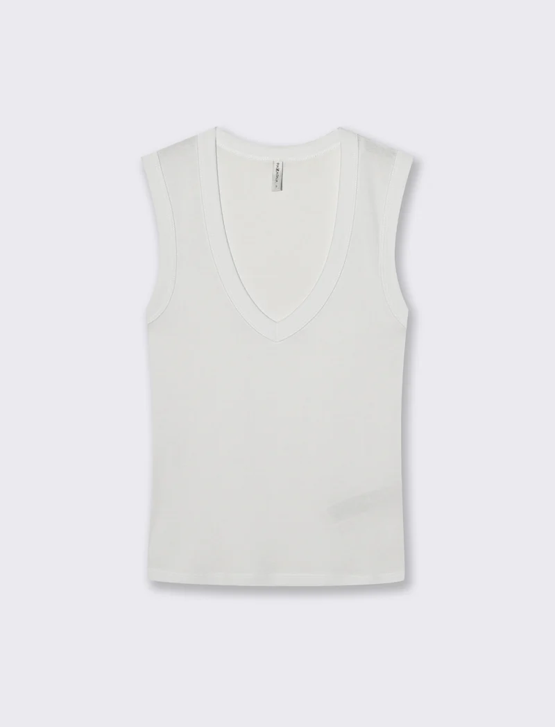 Canotta Basic in Cotone con Scollo V - Bianco