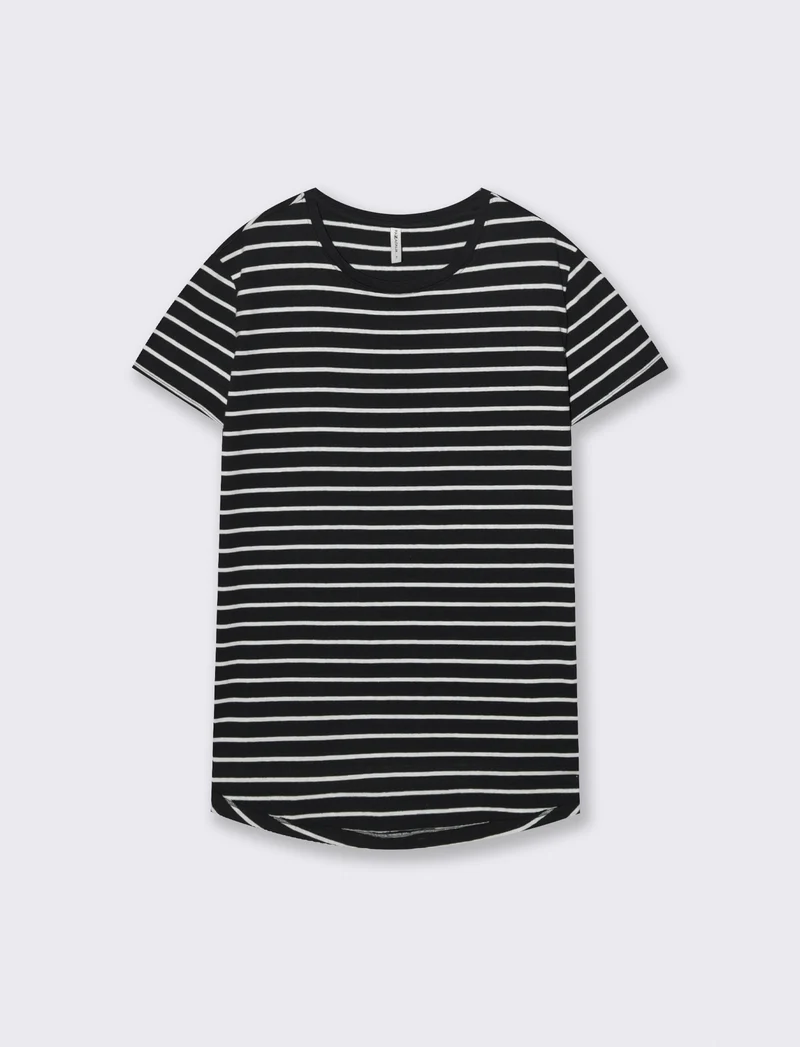 T-Shirt in Cotone Manica Corta Rigata - var 2