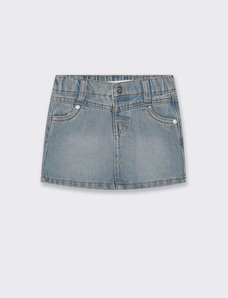 Gonna di jeans basica con tasche quotidiane - Denim chiaro