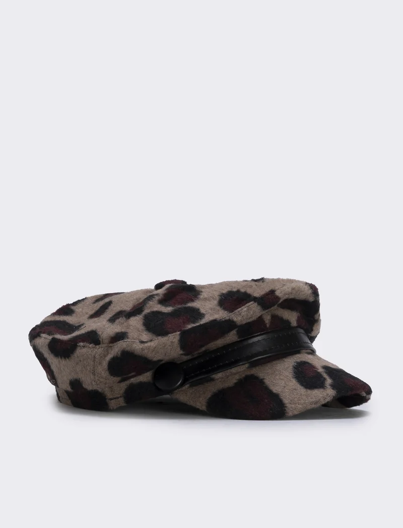 Cappello berrettone donna leopardato - Bordeaux