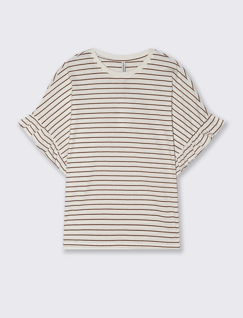 T-Shirt Girocollo Mezza Manica con Ruches - var 2