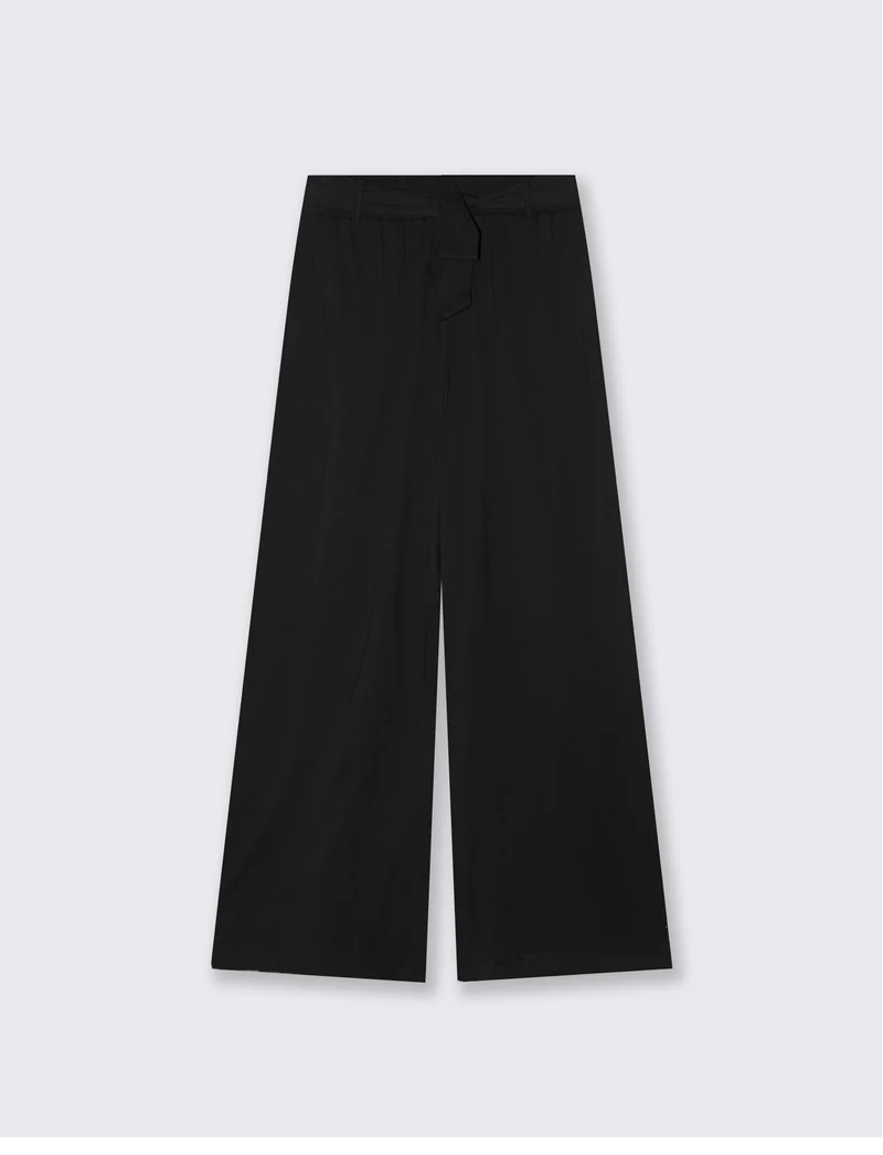 Pantalone con fusciacca e punto smock - Nero