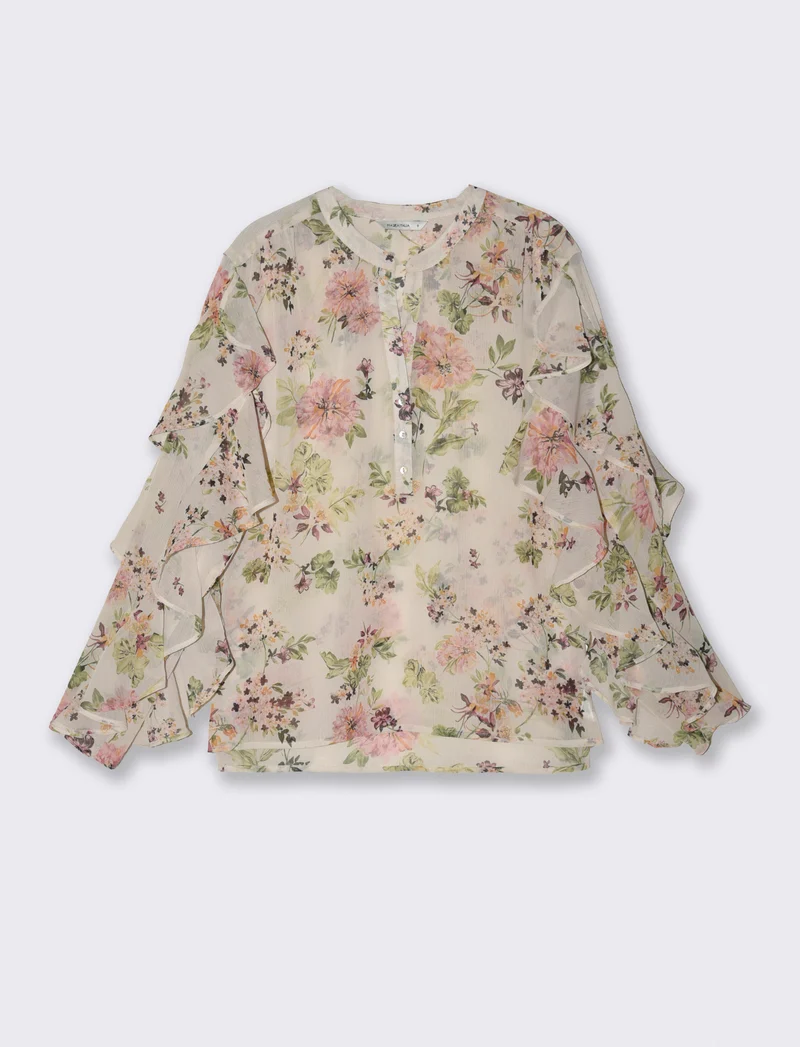 Blusa con rouches e scollo a V - var 1