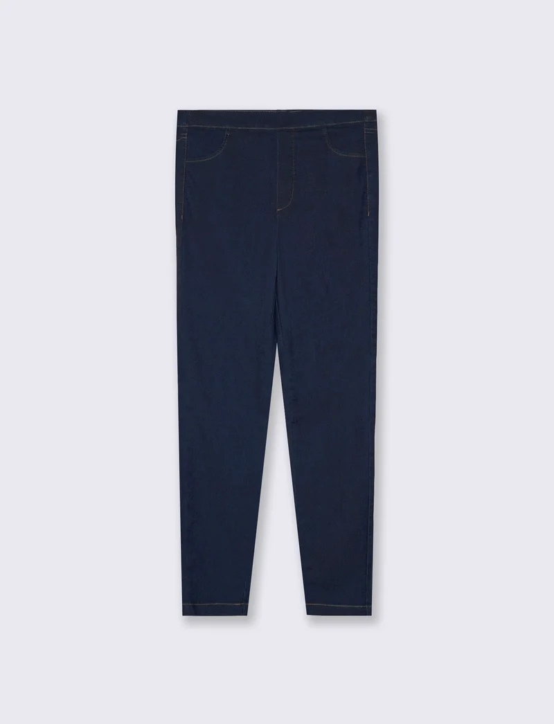 Jeggings con elastico e tasche retro - DENIM SCURO