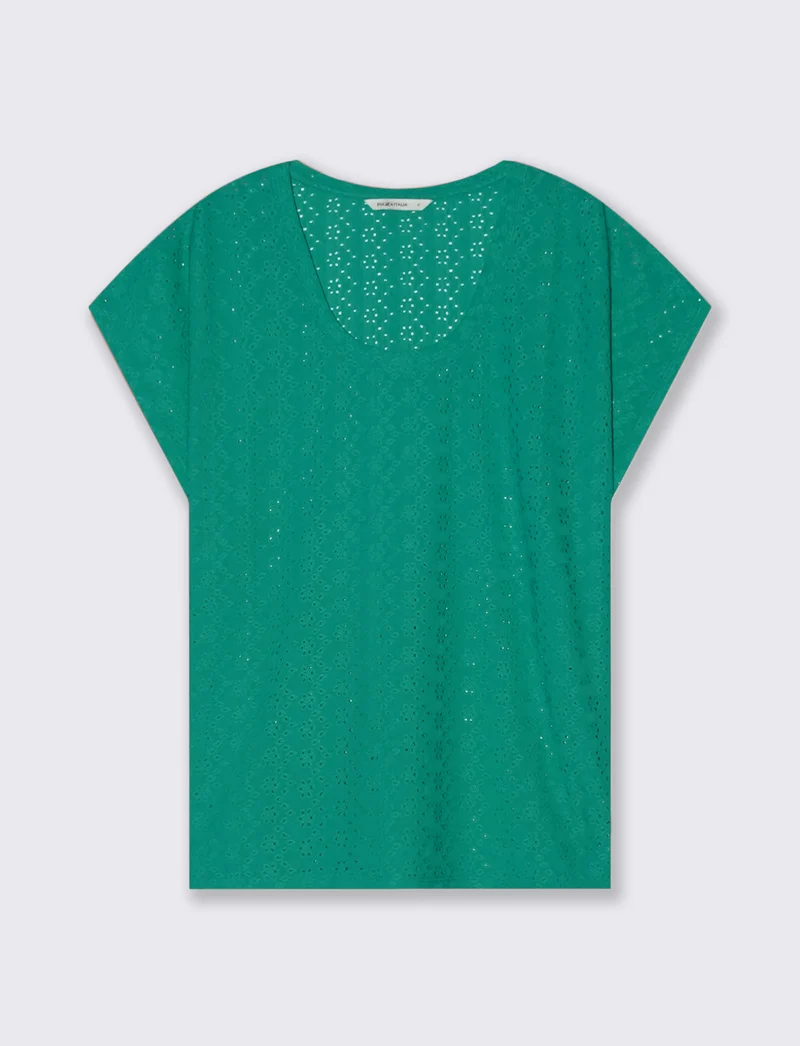 T-Shirt Girocollo a Maniche Corte Fit Morbido - Verde smeraldo