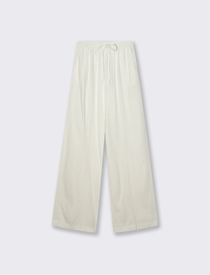 Pantaloni Elasticizzati con Coulisse e Tasche - Bianco
