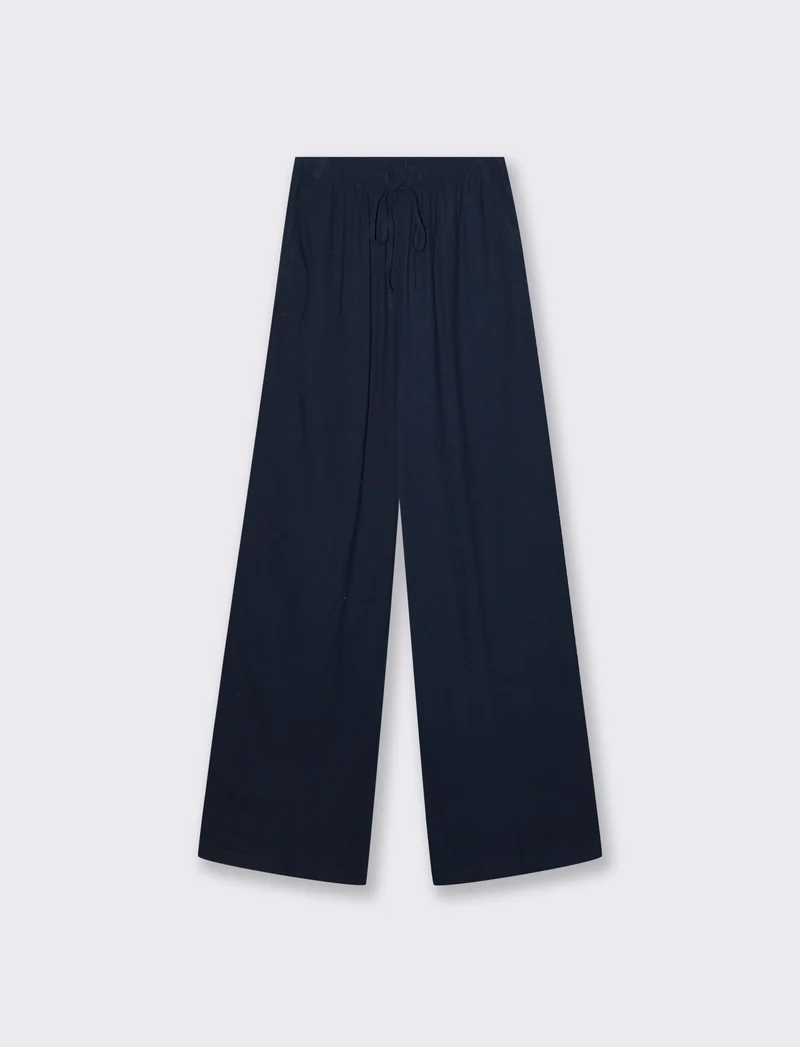 Pantaloni Elasticizzati con Coulisse e Tasche - Blu