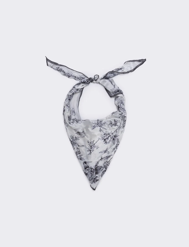 Foulard triangolo in satin - Bianco