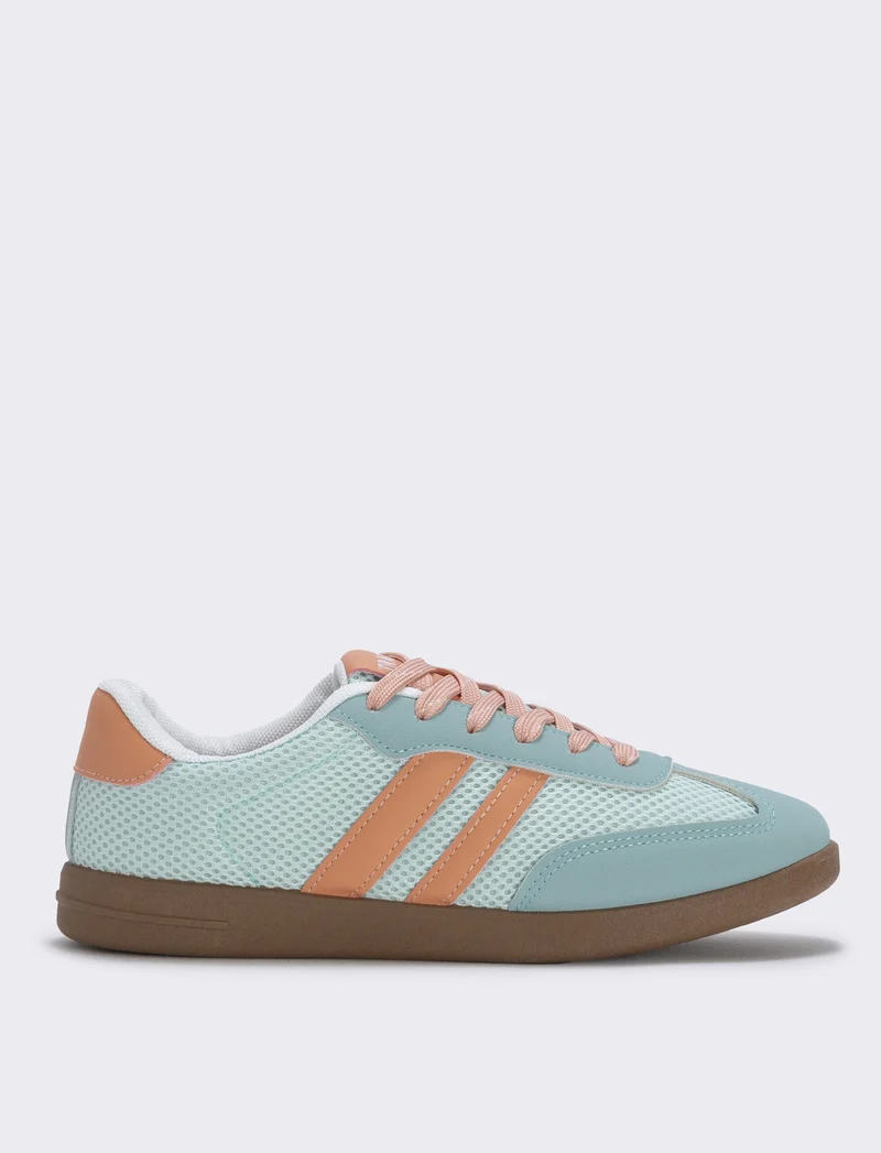 Sneakers da in poliuretano a contrasto - Celeste