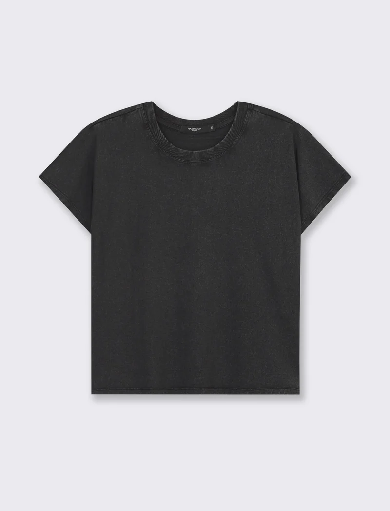 T- shirt mezza manica in jersey da donna - Grigio antracite