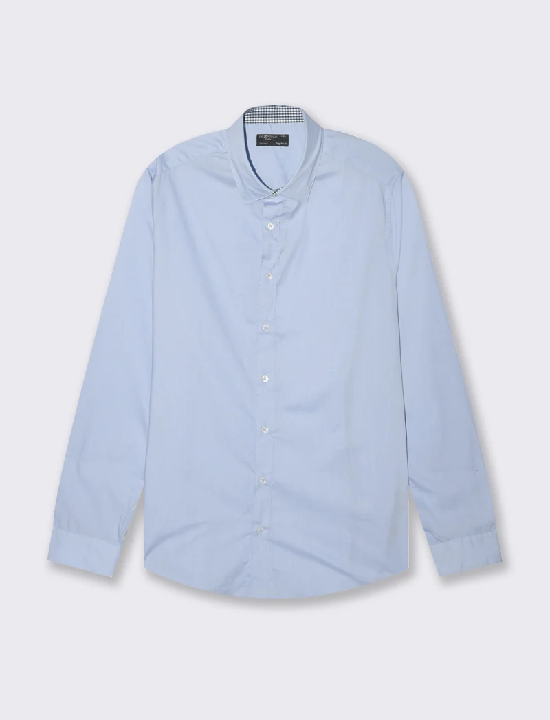 Camicia regular fit easy iron unita ed a fantasia da uomo - Celeste