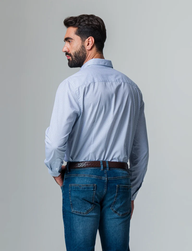Camicia micro fantasia regular fit da uomo - Grigio ghiaccio