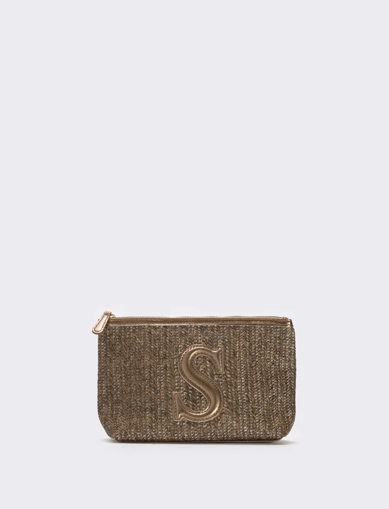 Pochette effetto paglia con lettera - Var 7
