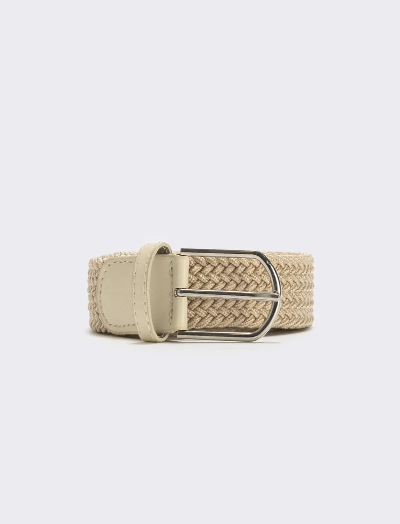 Cintura elastica intrecciata uomo - Beige