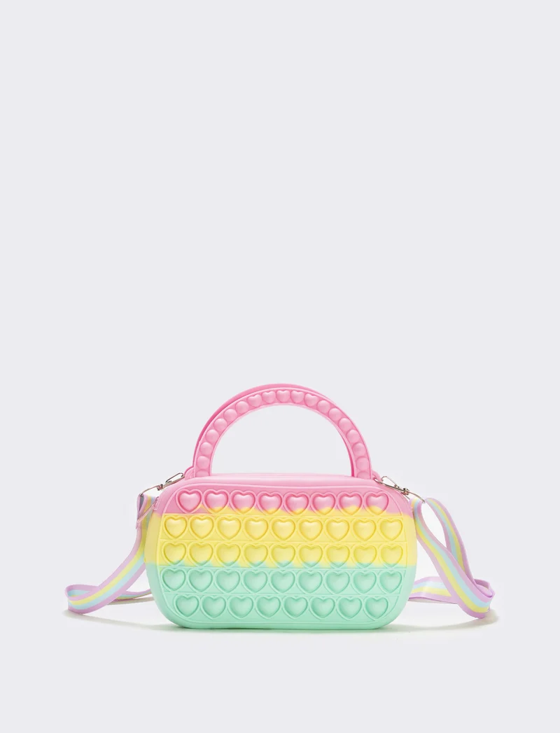 Borsa pop it con cuoricini colorati - Celeste