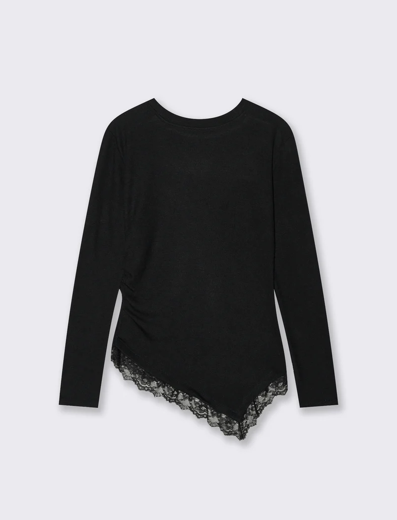 T-SHIRT MANICA LUNCA CON INSERTO - Nero