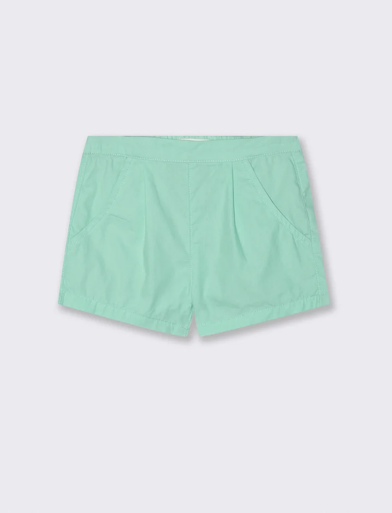 Shorts in popeline modello basico con tasche - Verde acqua
