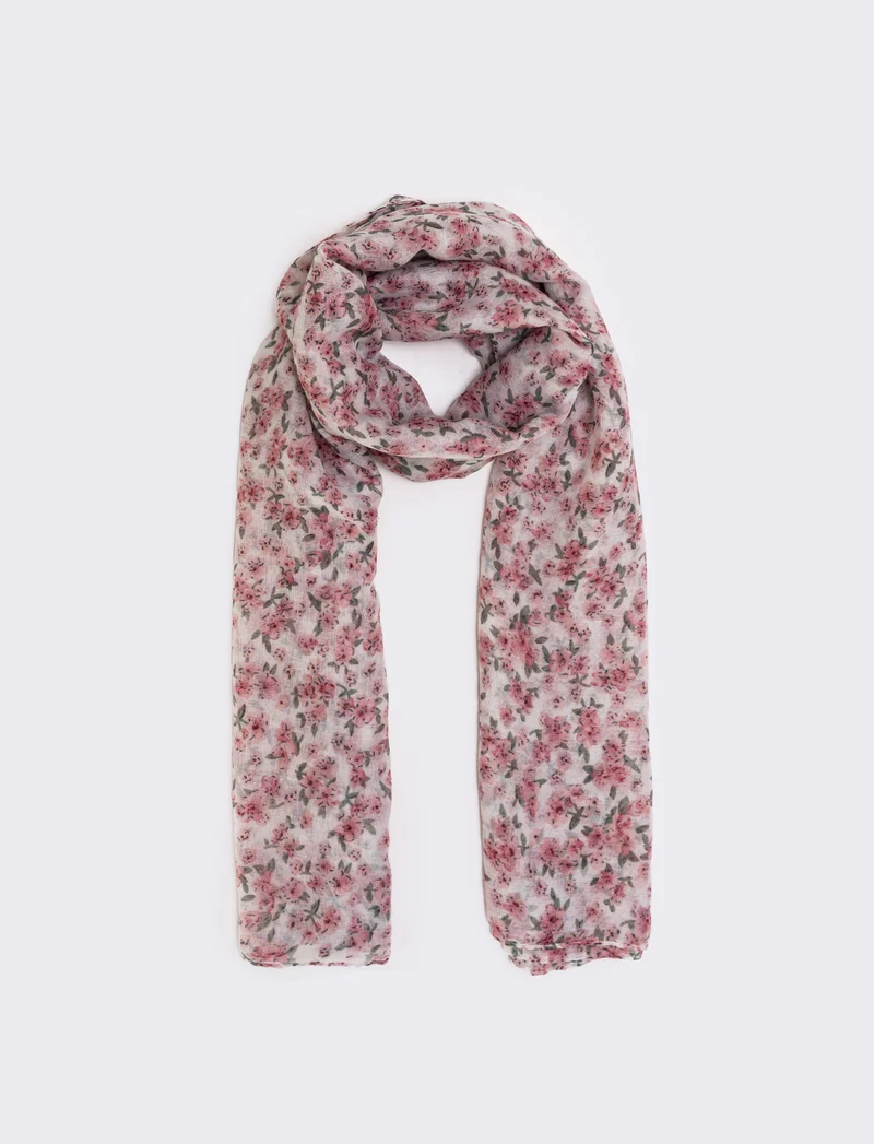 Foulard basic con stampa floreale - Bianco