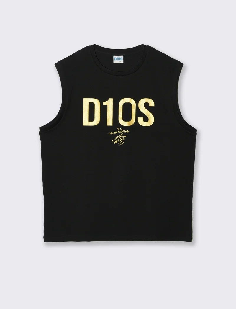 T-shirt senza maniche con stampa D10S - Nero