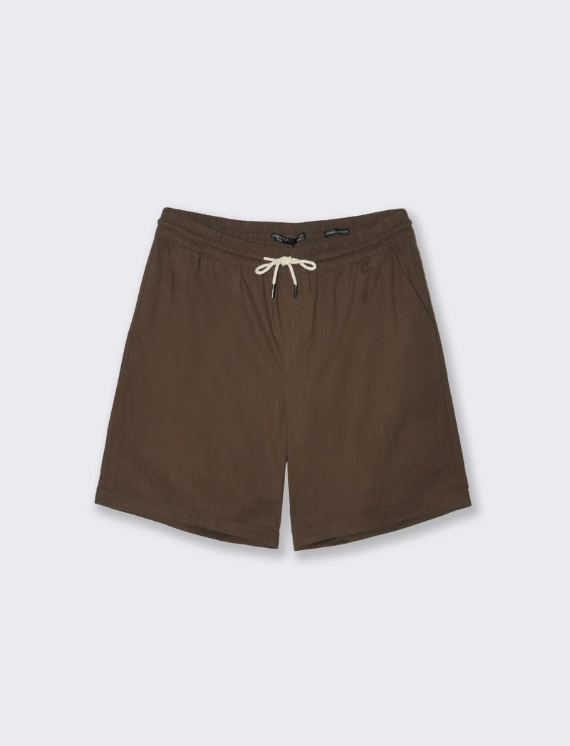 Bermuda Jogger in Cotone Slub con Tasche - Moro