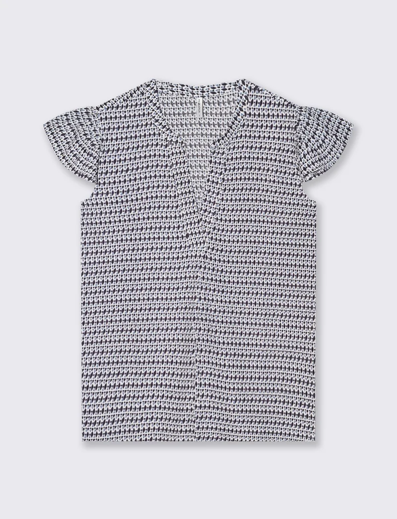 Blusa con scollo a V e rouches maniche - var 2