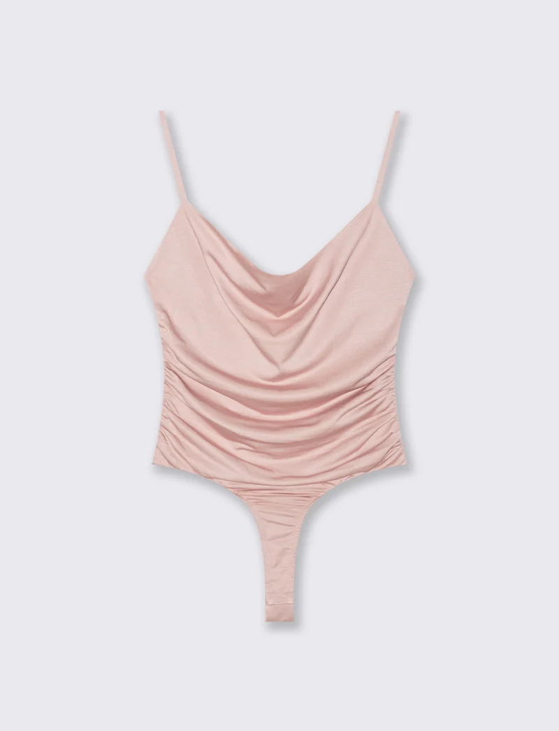 Body con spalline e scollo morbido - Rosa antico