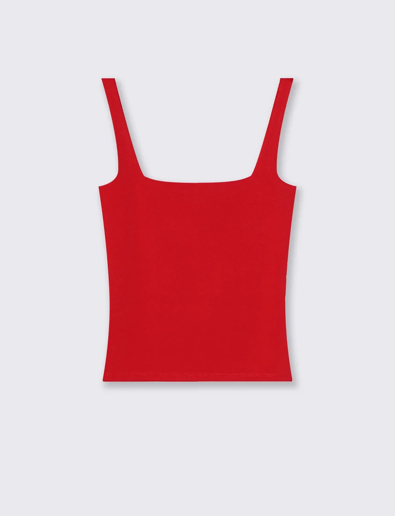 Top con spallina larga e scollo V cut-out - Rosso