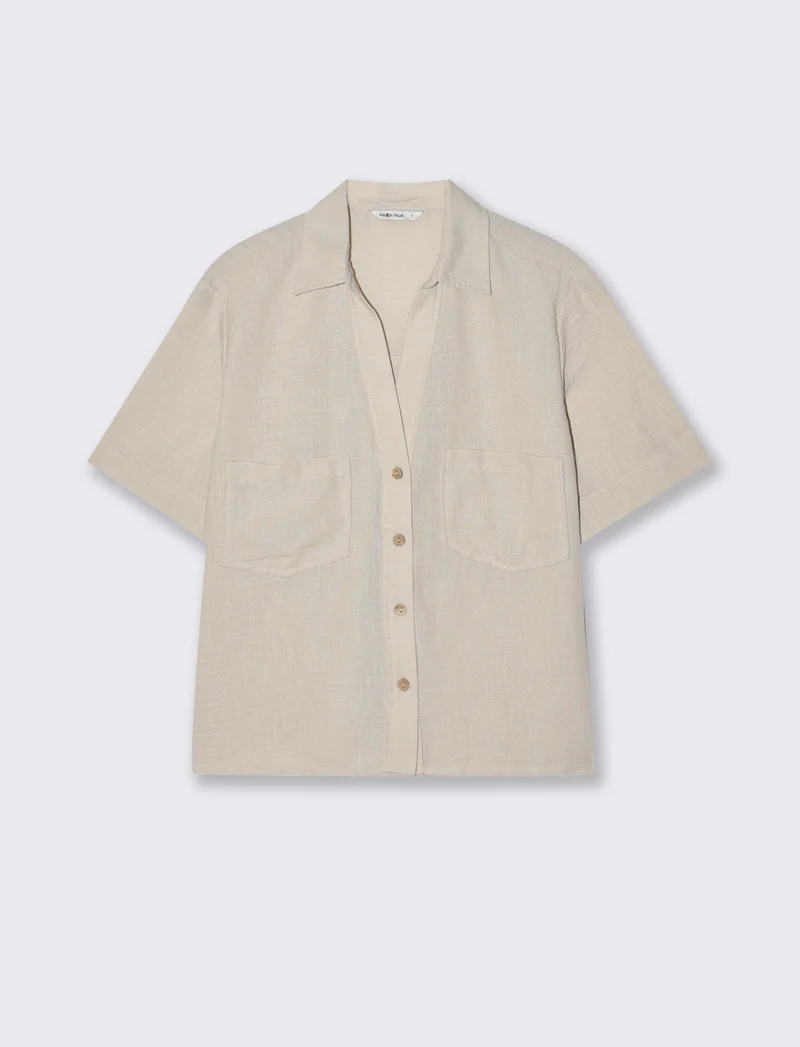 Camicia Manica Corta con Tasche a Toppa - Sabbia