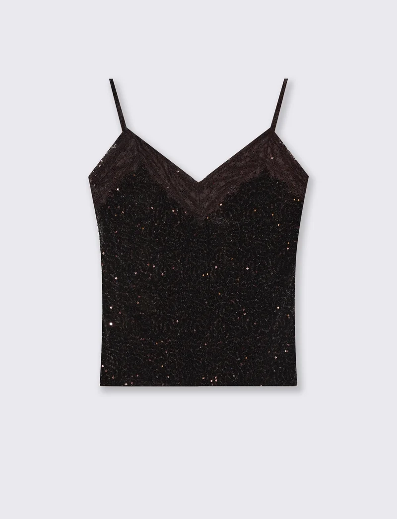 Top in paillettes e pizzo - Moro