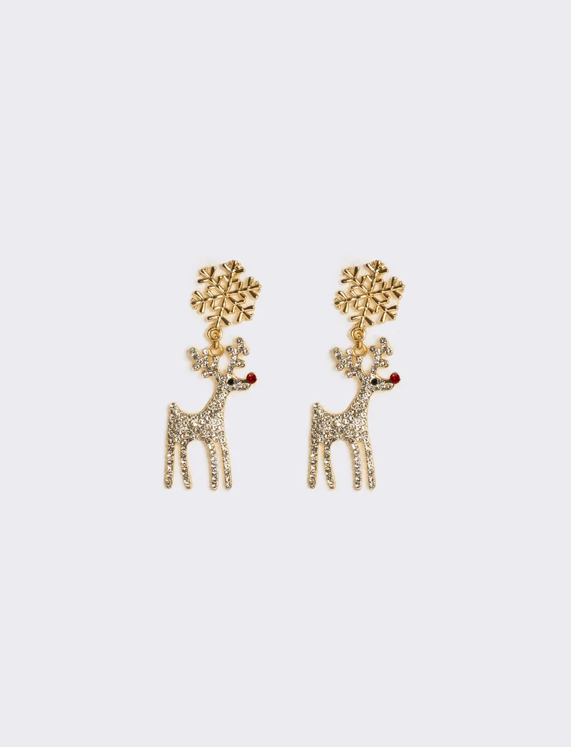Orecchini donna natale renna ed albero - Oro