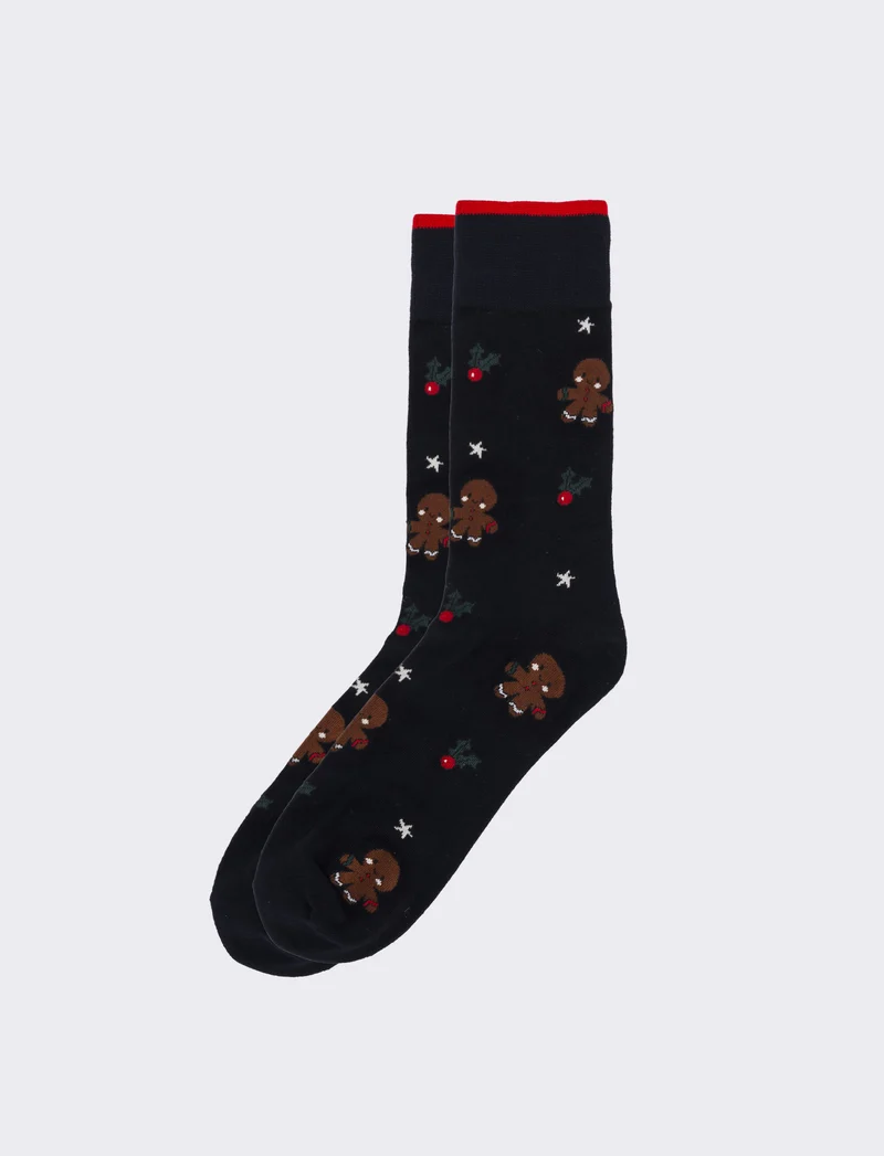 Calzino medio uomo fantasia natale - Blu