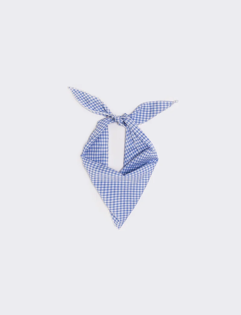 Foulard triangolino vichy elegante e chic - Celeste