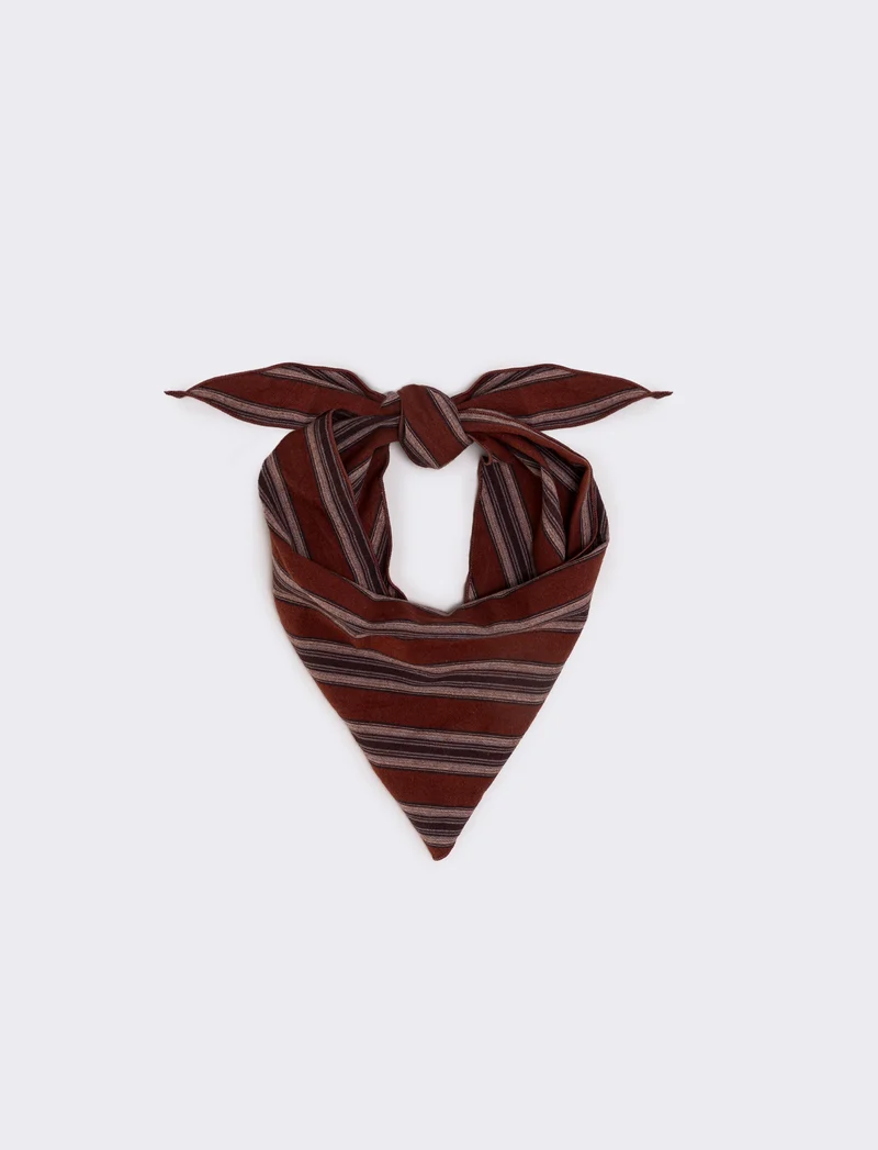 Foulard triangolino righe e quadri eleganti - Arancio