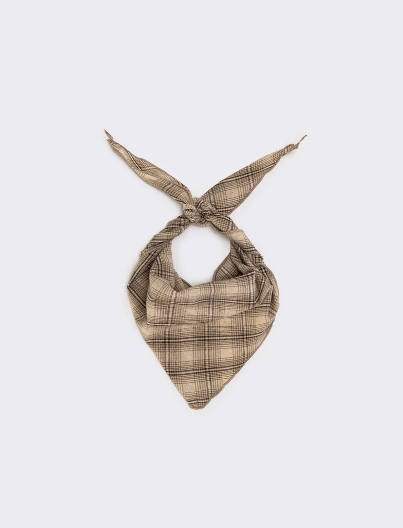 Foulard triangolino righe e quadri eleganti - Beige