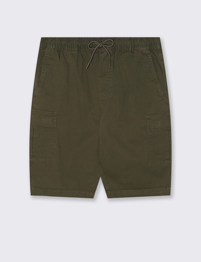 Bermuda Jogger Cargo Fit in Cotone Stretch - Verde militare