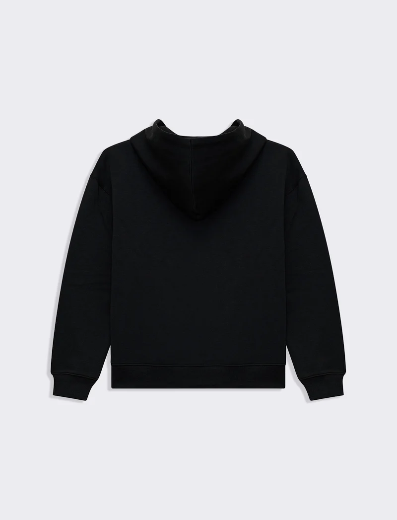 Felpa con cappuccio e zip da donna - Nero