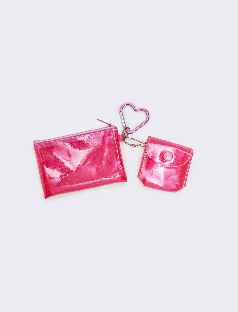 Portachiavi bambina con zip e cuffie - Rosa
