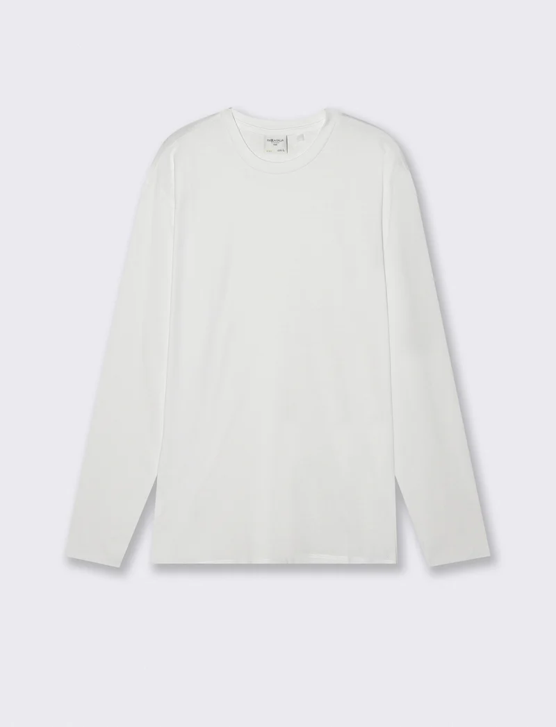 T-shirt manica lunga in cotone regular fit - Bianco