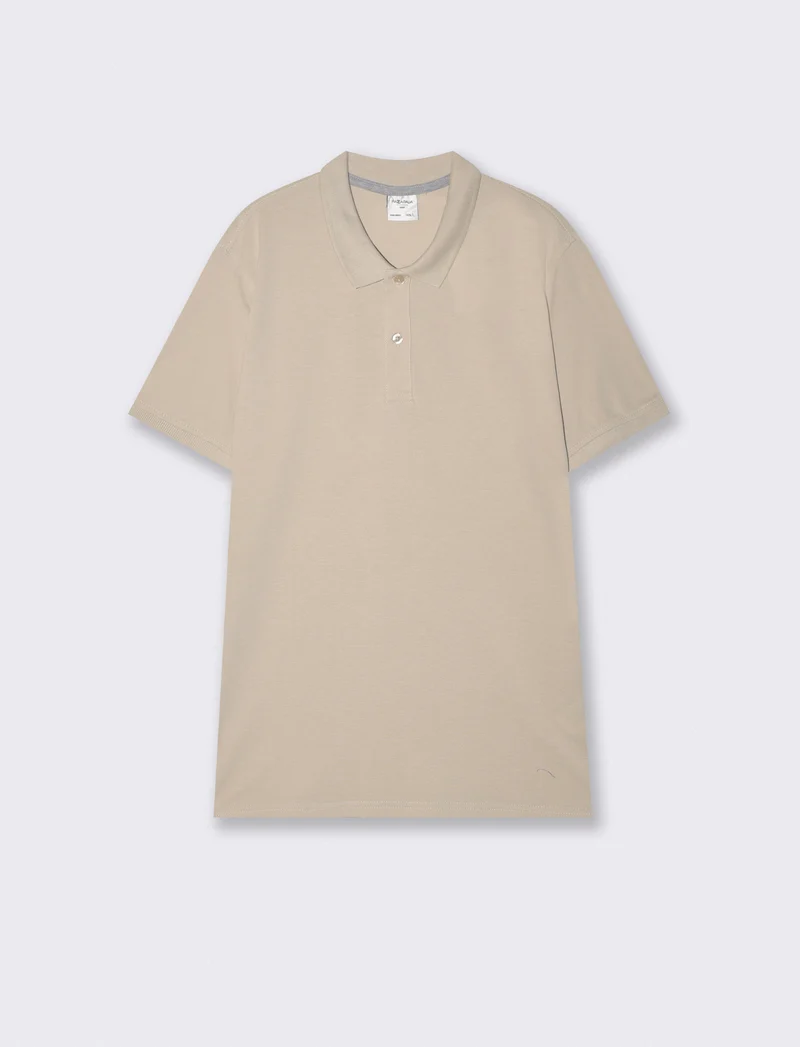 Polo Basica Regular Fit in Piquet - Sabbia