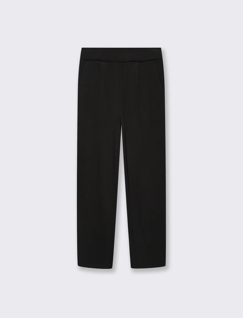 Pantalone Basico con Elastico in Vita - Nero