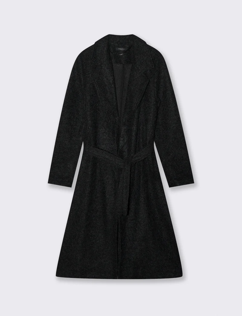 Cappotto in tessuto effetto pelliccia - Nero