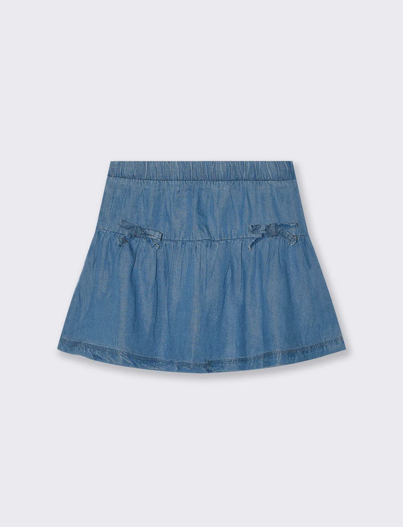 Gonna in chambray con fiocchetti eleganti - Denim