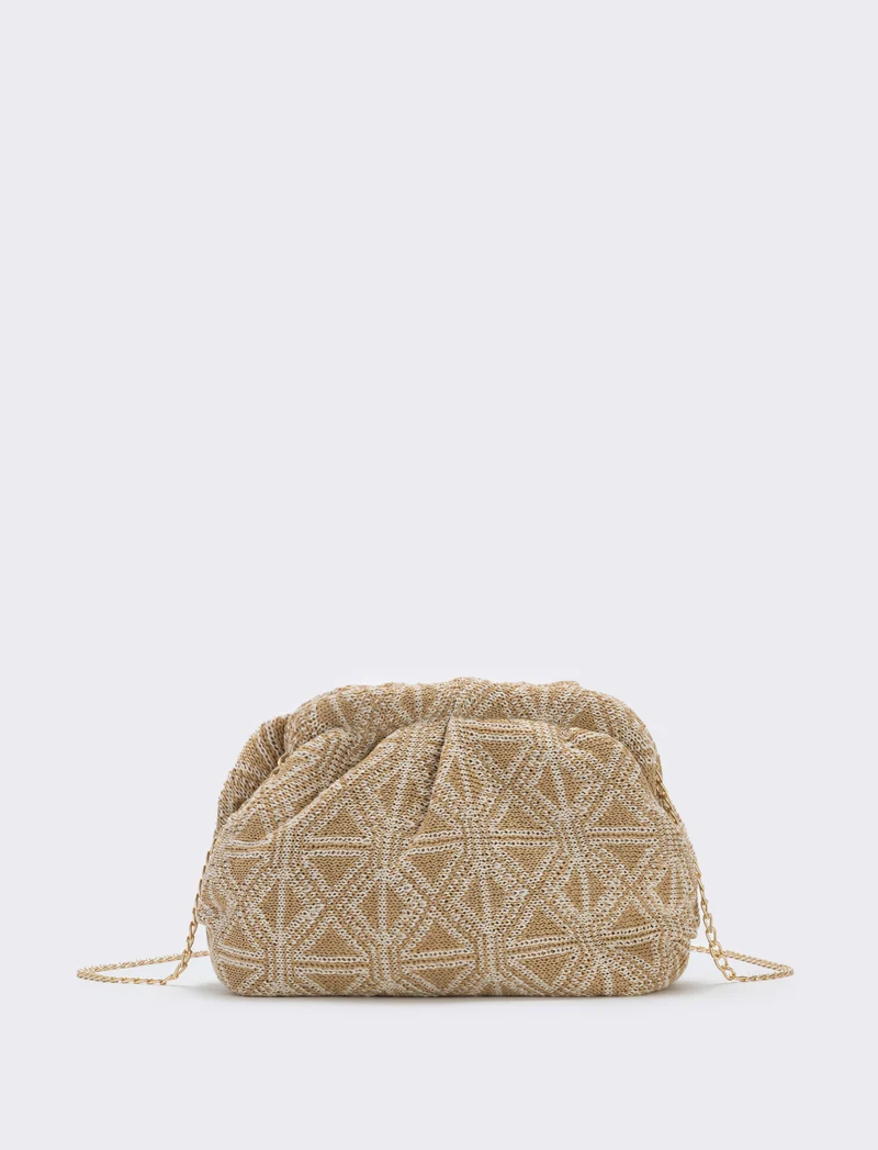 Borsetta clutch morbida in tessuti vari - Beige