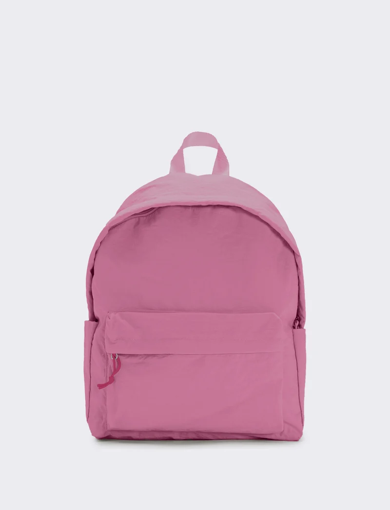 Zaino nylon con tasca frontale - Fuxia