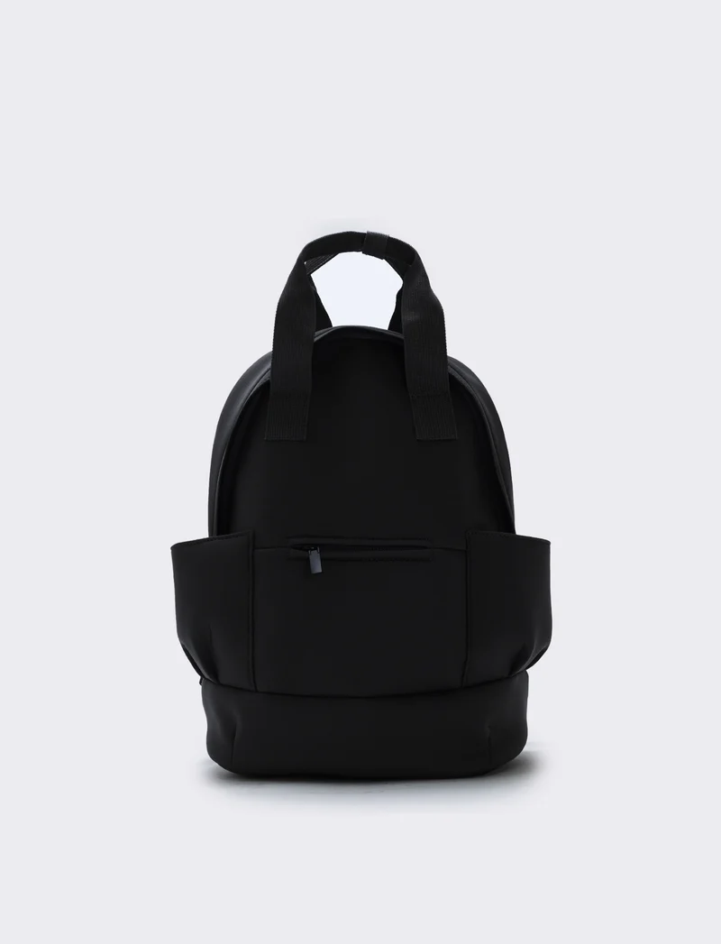 Zaino in tessuto scuba con tasche laterali - Nero