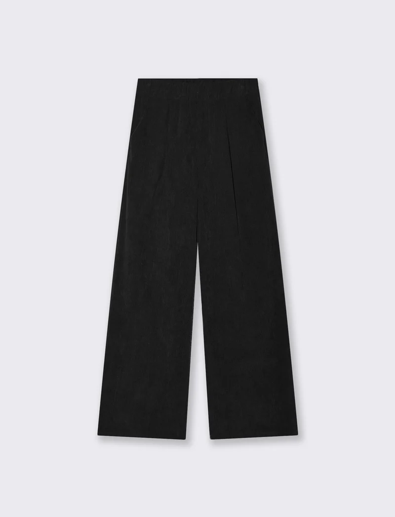 Pantalone largo in velluto - Nero