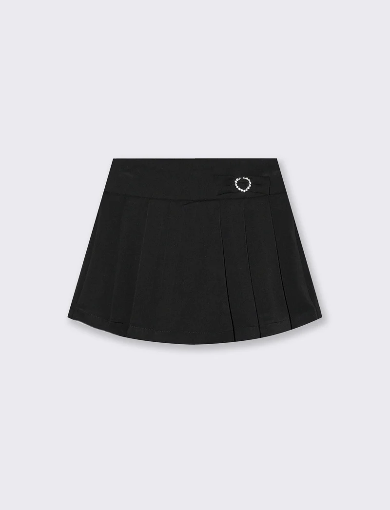 Short finta gonna a pieghe. - Nero