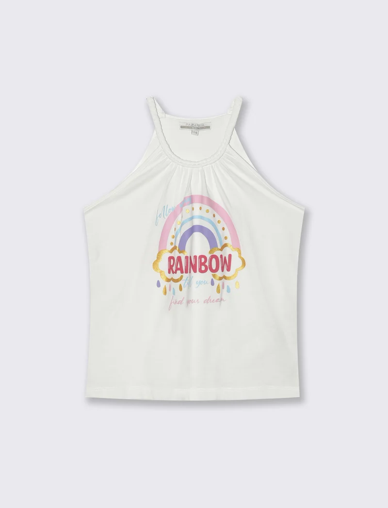 Canotta in cotone con bretelle intrecciate - Bianco